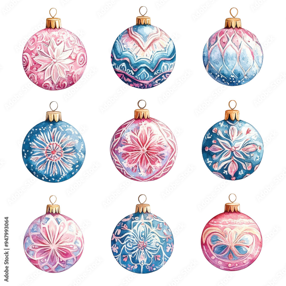 Colorful Christmas balls hanging from a tree, perfect for holiday decoration Colorful Christmas balls hanging from a tree, perfect for holiday decoration