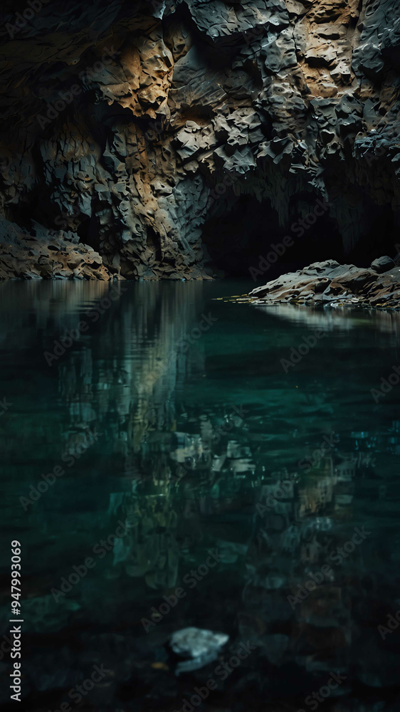 subterranean lake reflecting the deep nature cave background backdrop subterranean lake reflecting the deep nature cave background backdrop