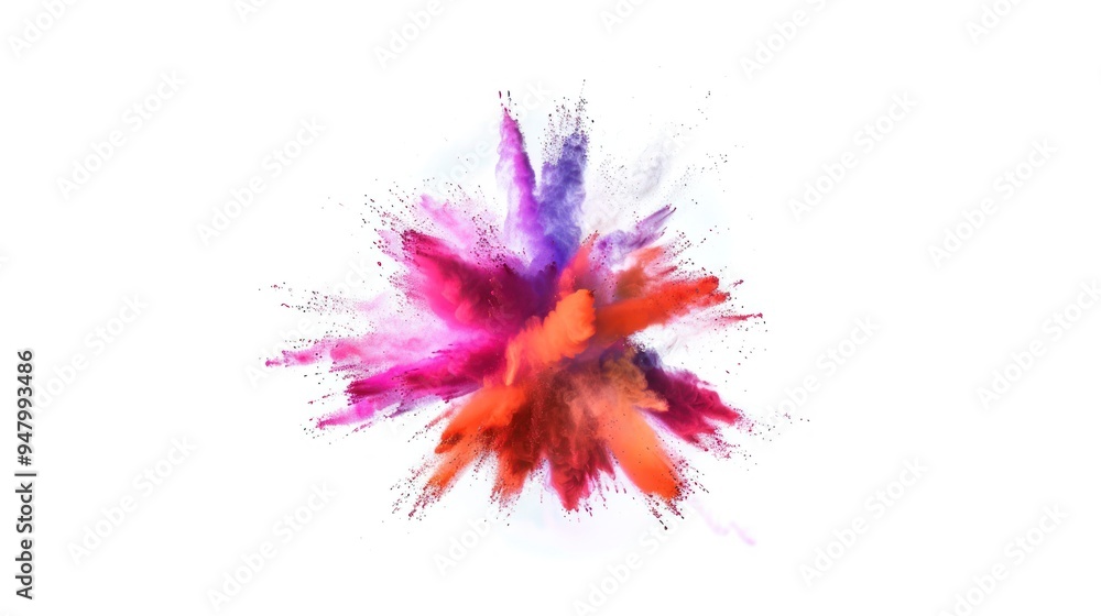 Colorful Powder Explosion on White Background Colorful Powder Explosion on White Background