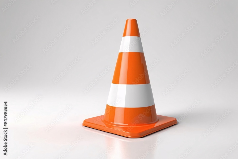Single orange traffic cone isolated on white background. Single orange traffic cone isolated on white background.