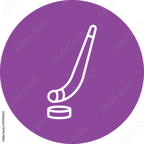 Photography Hockey Stick and Puck line circle icon
