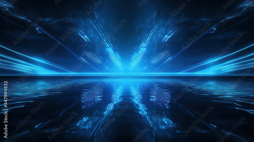 Abstract Blue Lights Reflecting on Water Abstract Blue Lights Reflecting on Water