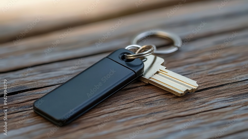 Flash drive with cap on a keychain, ready for quick data access Flash drive with cap on a keychain, ready for quick data access