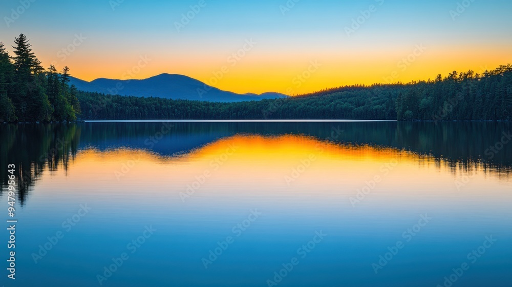 Fototapeta premium Serene Lake Reflections at Sunset