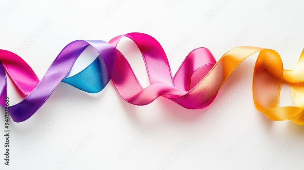 A collection of vibrant ribbons in various colors displayed elegantly, perfect for decoration, crafting, or DIY projects A collection of vibrant ribbons in various colors displayed elegantly, perfect for decoration, crafting, or DIY projects