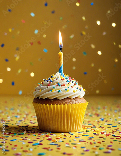 birthday cupcake with candles