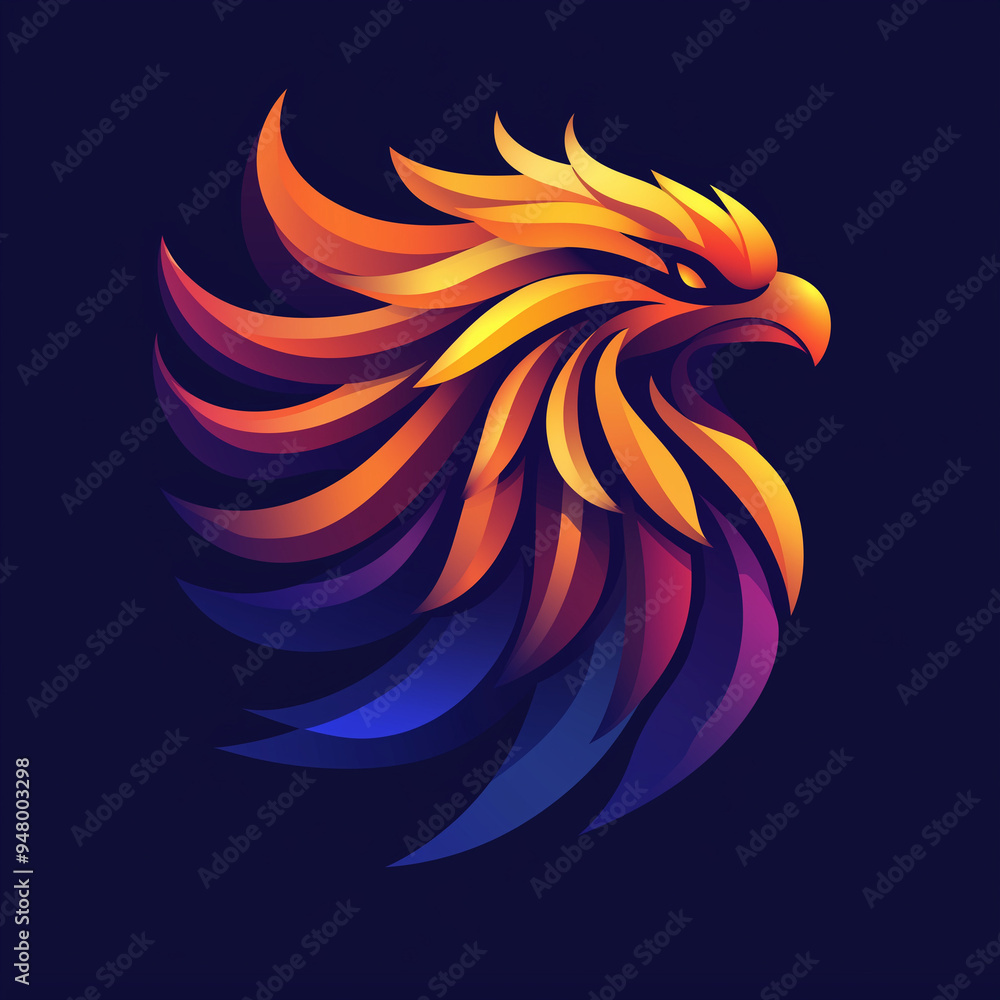 Fiery Phoenix Head in Dynamic Abstract Style Fiery Phoenix Head in Dynamic Abstract Style