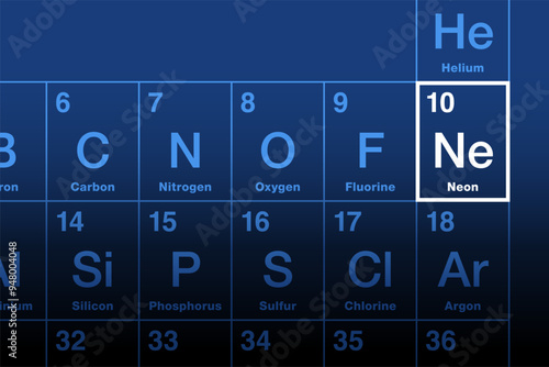 Фотография Neon element on the periodic table