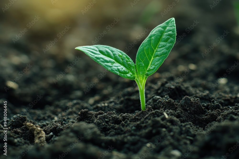Young plant sprouting from soil Young plant sprouting from soil