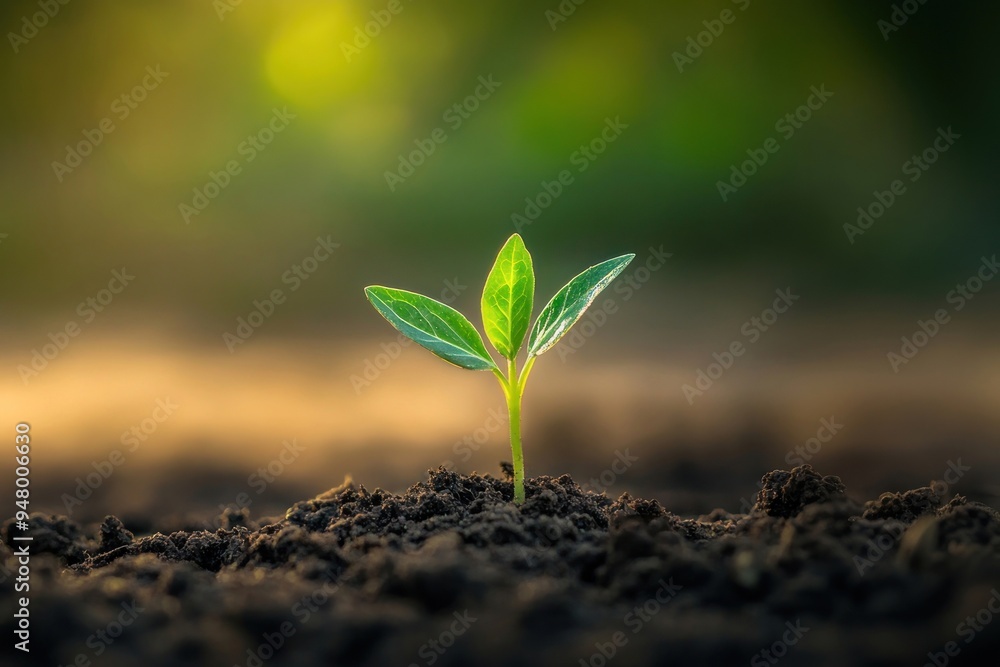 Young plant in fertile soil Young plant in fertile soil
