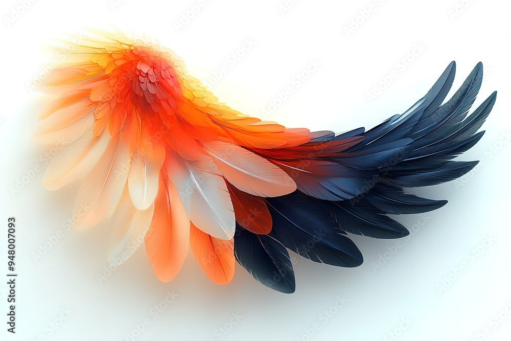 Fototapeta premium A wing of a bird with orange and blue feathers