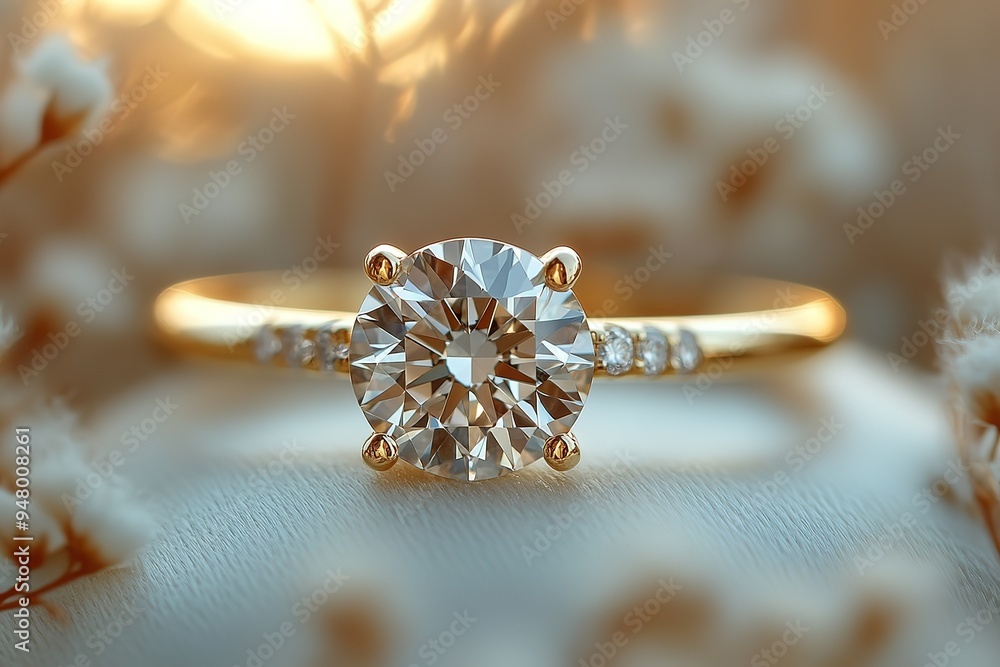 A gold and diamond ring with a white center A gold and diamond ring with a white center