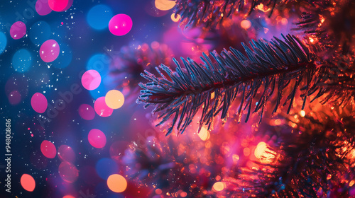 Wallpaper Mural christmas tree with lights Torontodigital.ca