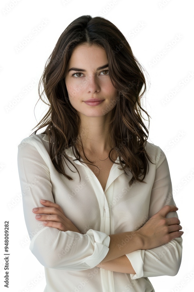 Confident woman in white shirt Confident woman in white shirt