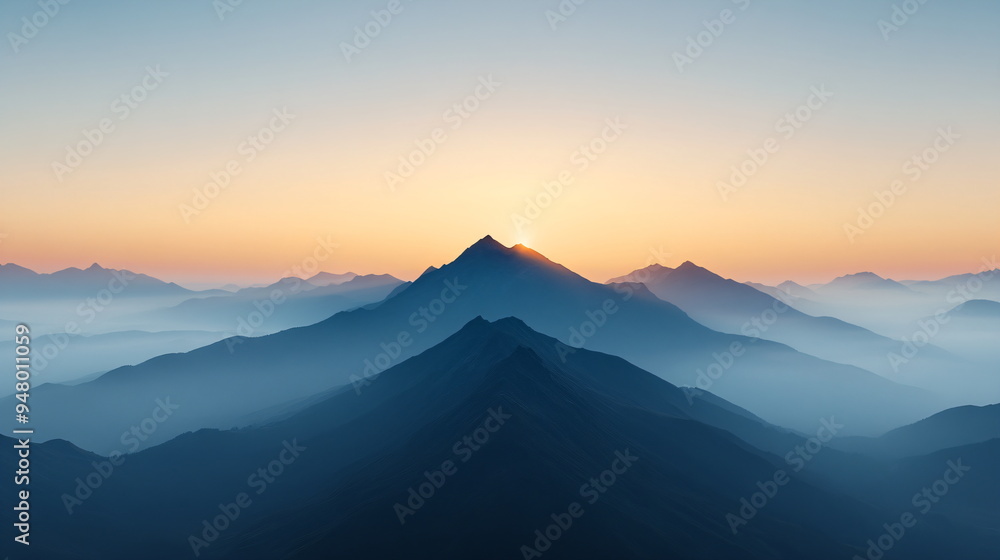 Fototapeta premium mountains above the clouds in pastel colors