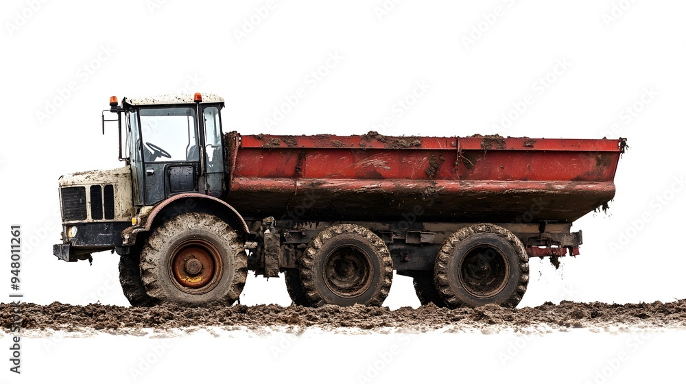 Massive Dump Truck Transporting Heavy Load on Rural Dirt Road Massive Dump Truck Transporting Heavy Load on Rural Dirt Road
