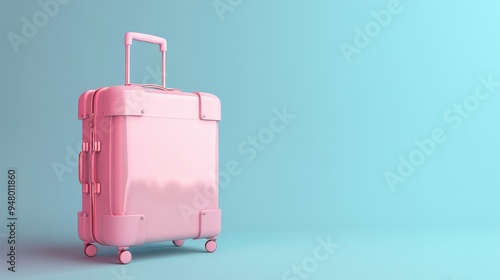 Stylish suitcases on color background Space for text