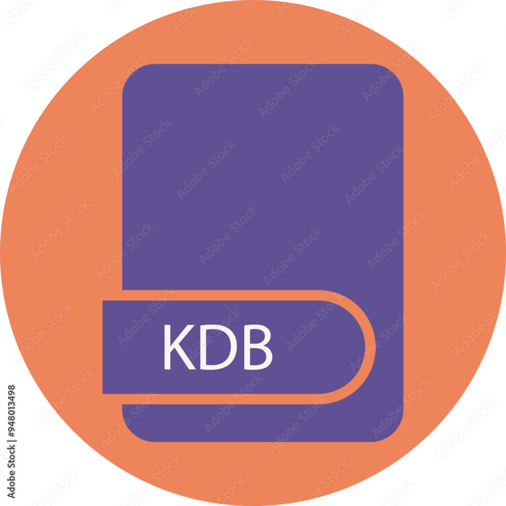 KDB File format icon circular shape KDB File format icon circular shape