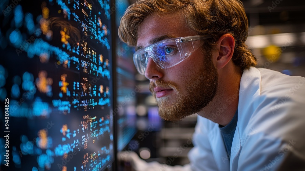 Researchers examine CRISPR data in a laboratory setting during daytime research session Researchers examine CRISPR data in a laboratory setting during daytime research session