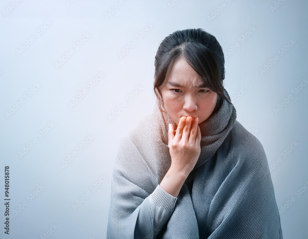 The model is sick and has a sore arm. The model is sick and has a sore arm.