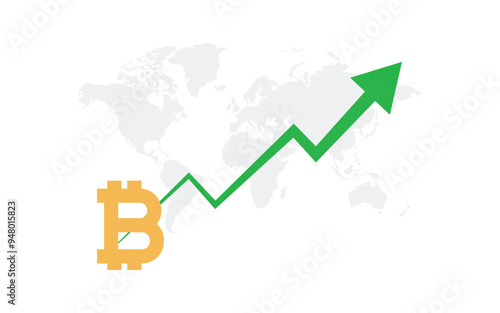 Bitcoin price graph rising. Cryptocurrency up and down concept. binance application. Stock market and Trading. crypto currency market growth. high quality. illustration graphic vector design