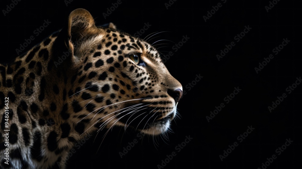 Obraz premium Leopard Portrait in Dramatic Lighting