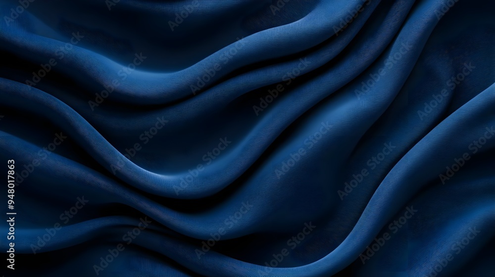 Elegant deep blue fabric texture showcasing soft waves, ideal for backgrounds or design projects. Elegant deep blue fabric texture showcasing soft waves, ideal for backgrounds or design projects.