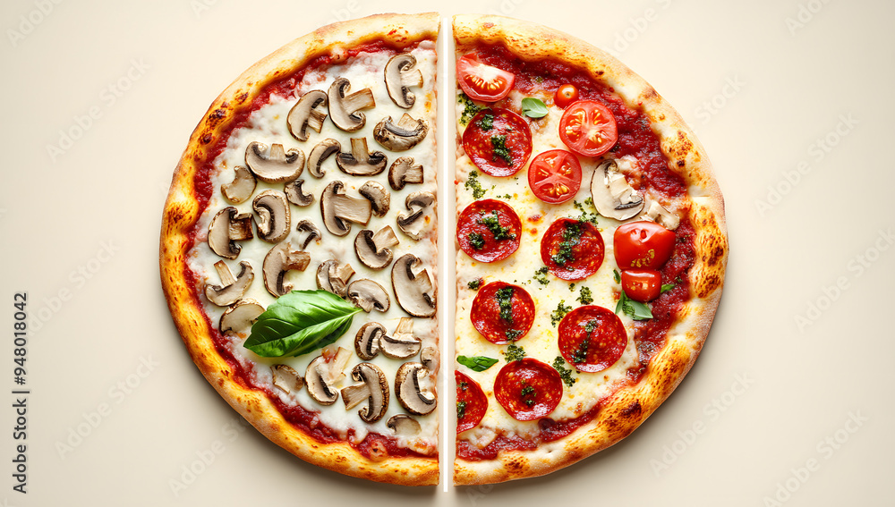 A Realistic Advertising Shot of an Unbranded Pizza with Melting Cheese and Toppings, Captured in a Studio Setting, Perfect for Food Marketing, Restaurant Menus, and Culinary Promotions Highlighting Fr A Realistic Advertising Shot of an Unbranded Pizza with Melting Cheese and Toppings, Captured in a Studio Setting, Perfect for Food Marketing, Restaurant Menus, and Culinary Promotions Highlighting Fr