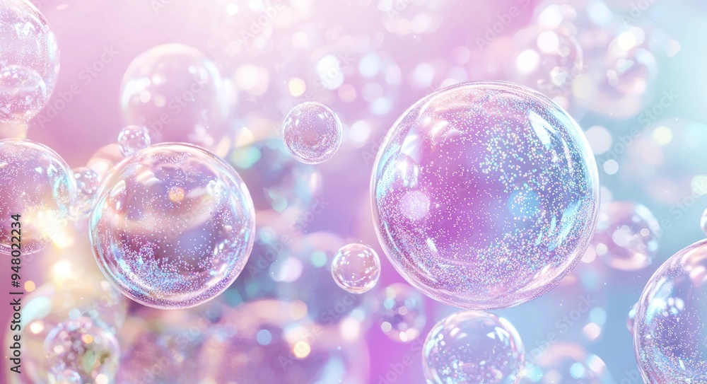Shimmering soap bubbles floating in pastel bokeh light background Generative AI Shimmering soap bubbles floating in pastel bokeh light background Generative AI
