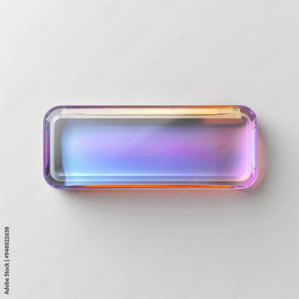 Realistic 3d rectangular elongated glass button on a light background. Realistic 3d rectangular elongated glass button on a light background.