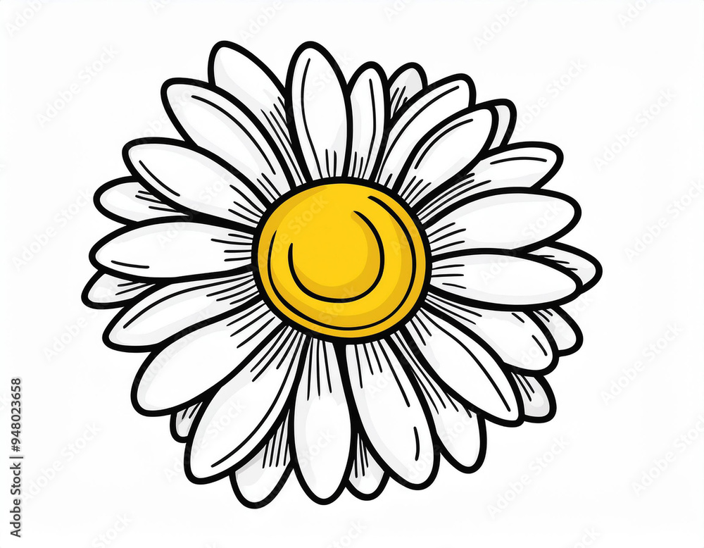 Doodle Drawing of a White Daisy Detailed Floral Art Highlighting Petals and Natural Beauty Doodle Drawing of a White Daisy Detailed Floral Art Highlighting Petals and Natural Beauty