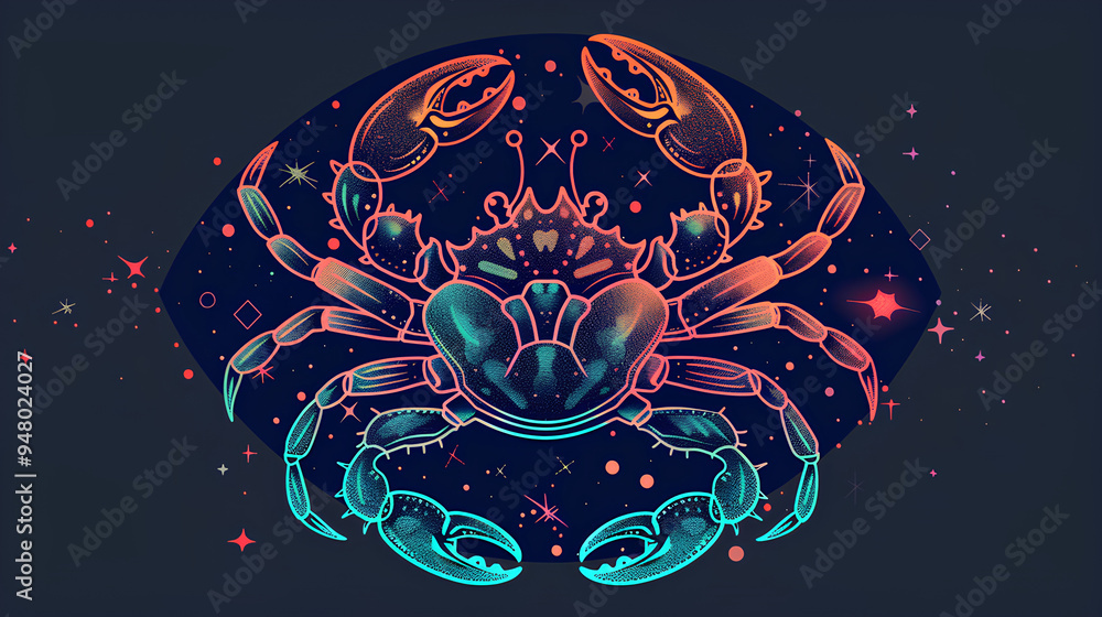 Cancer zodiac icon with colored background Cancer zodiac icon with colored background