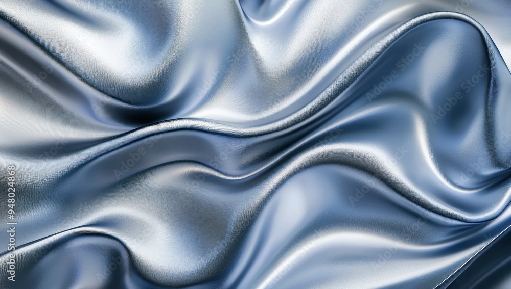 Silky metallic blue waves flowing in smooth patterns Generative AI Silky metallic blue waves flowing in smooth patterns Generative AI