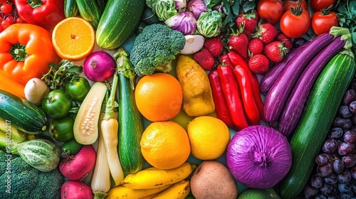 Vibrant and Diverse Collection of Fresh Fruits and Vegetables photo