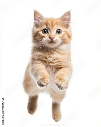 Cat kitten in motion pose transparent background