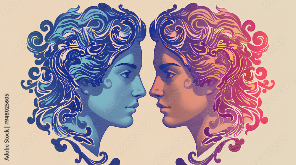 gemini zodiac icon with colored background gemini zodiac icon with colored background