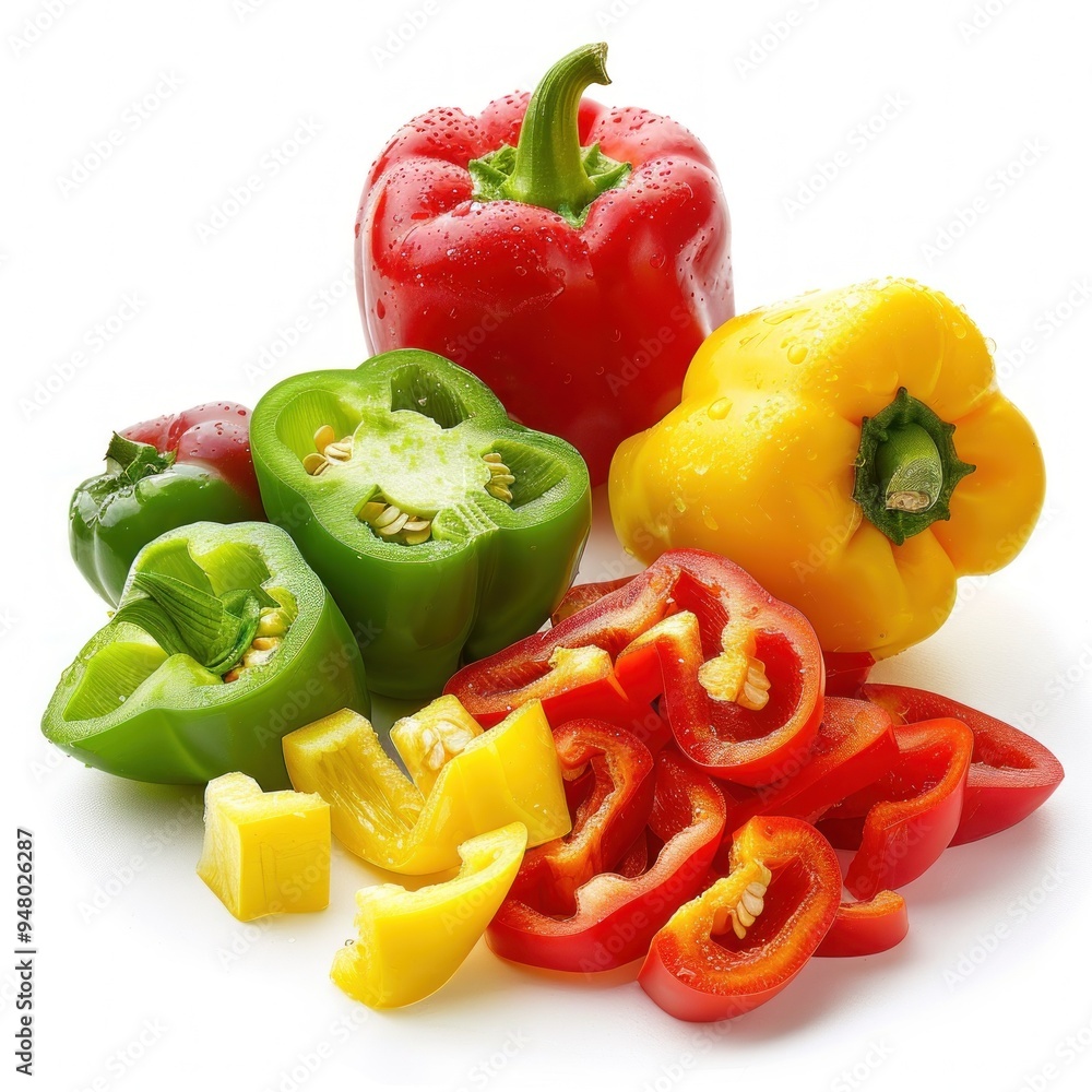 a variety of colorful bell peppers isolated on transparent background
a variety of colorful bell peppers isolated on transparent background