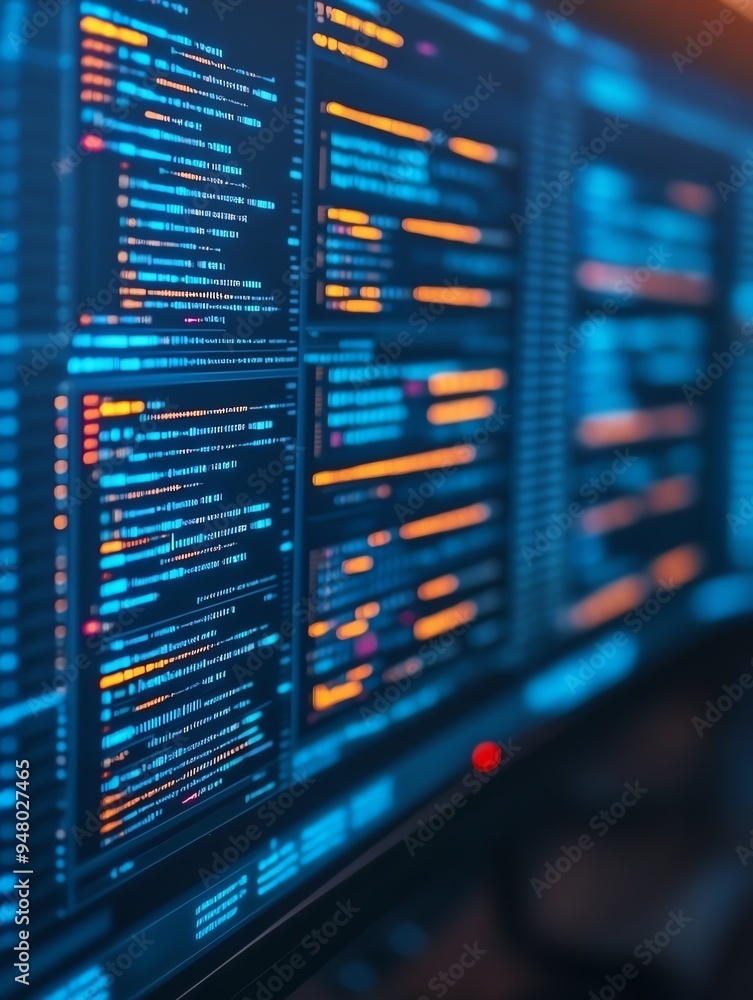 Close-up of a computer monitor displaying lines of code. Close-up of a computer monitor displaying lines of code.
