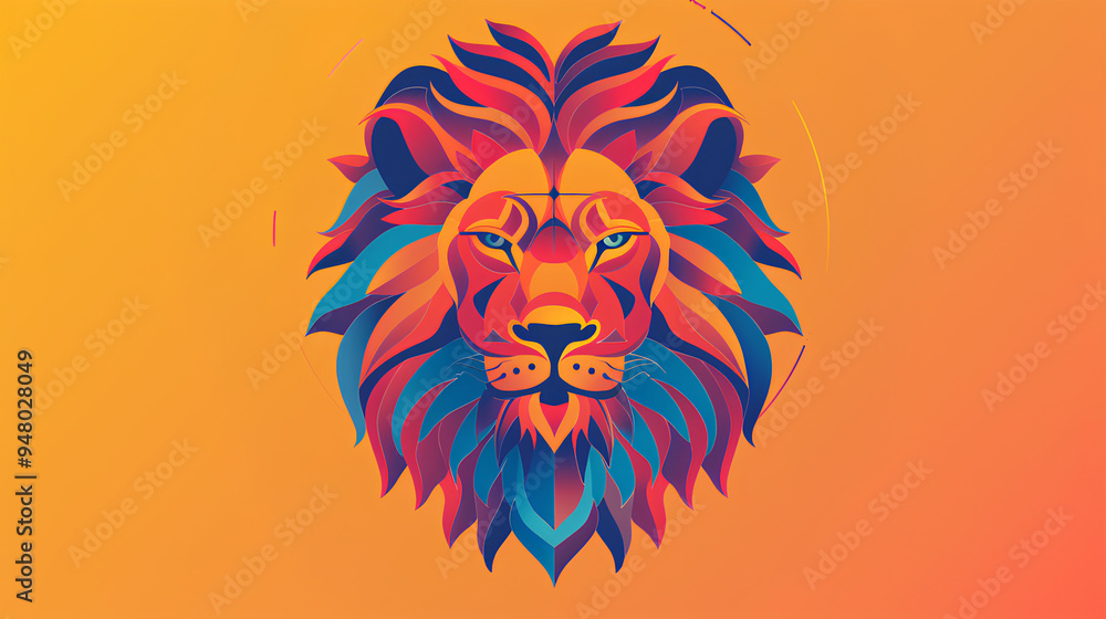 Obraz premium leo zodiac icon with colored background