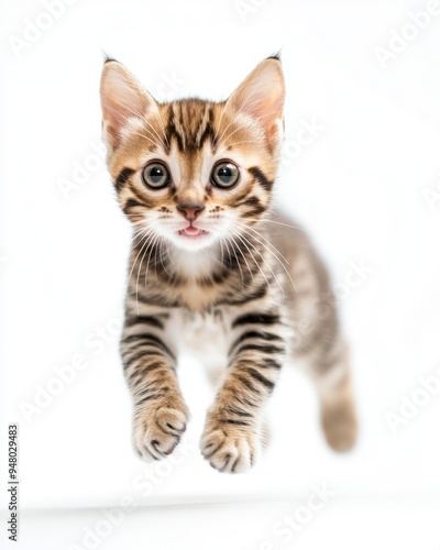 Cat kitten in motion pose transparent background