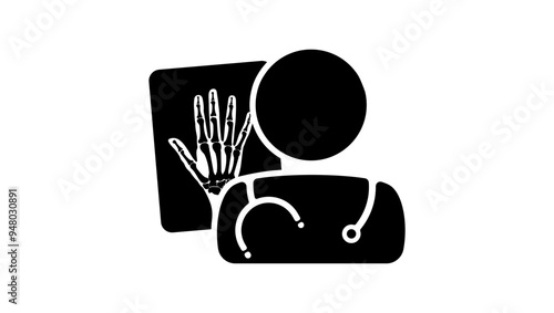 orthopedist emblem, black isolated silhouette