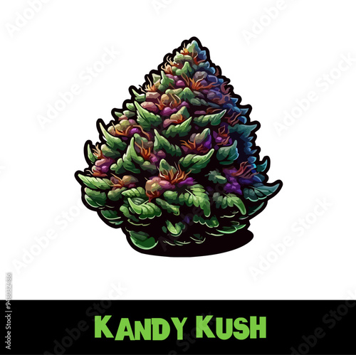 Vector Illustrated Kandy Kush Cannabis Bud Strain Cartoon