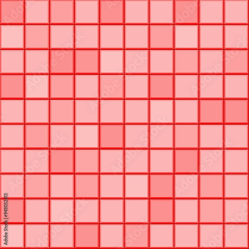 Red ceramic square tiles seamless pattern. Home interior, bathroom and kitche...