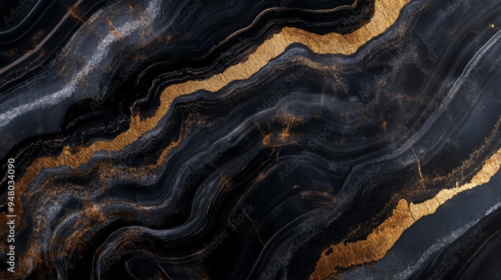 Elegant black and gold marble texture showcasing natural patterns and subtle shine Elegant black and gold marble texture showcasing natural patterns and subtle shine