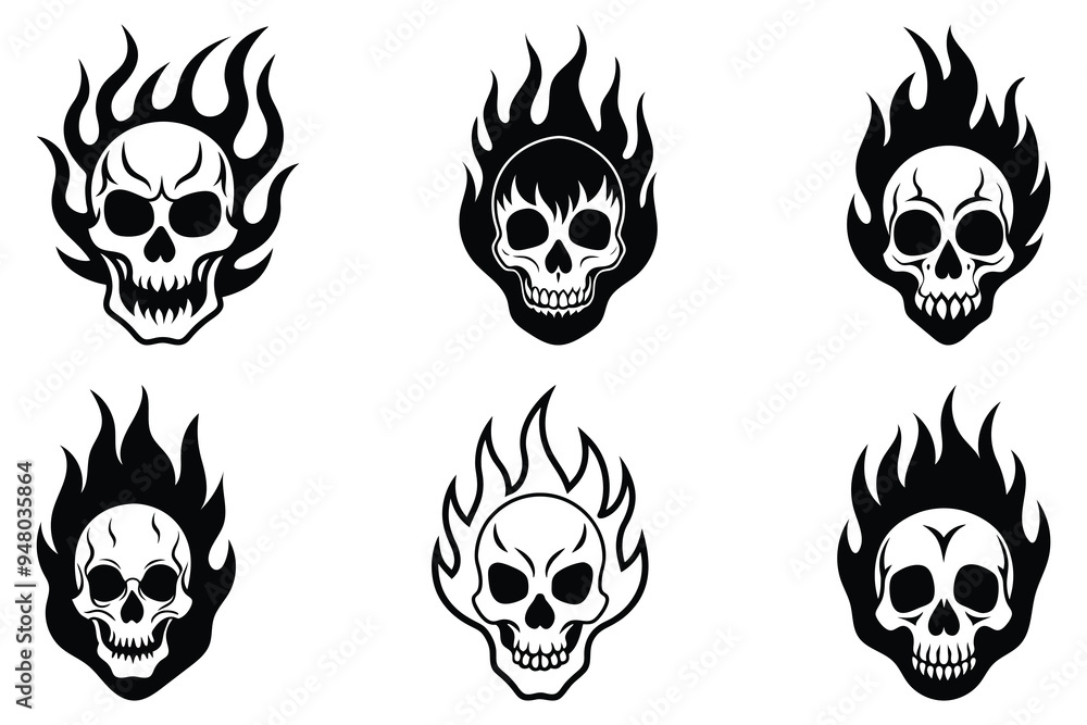 Realistic Skull with fire around and on it Realistic Skull with fire around and on it