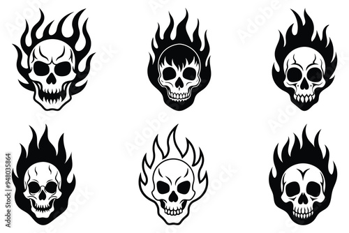 Realistic Skull with fire around and on it