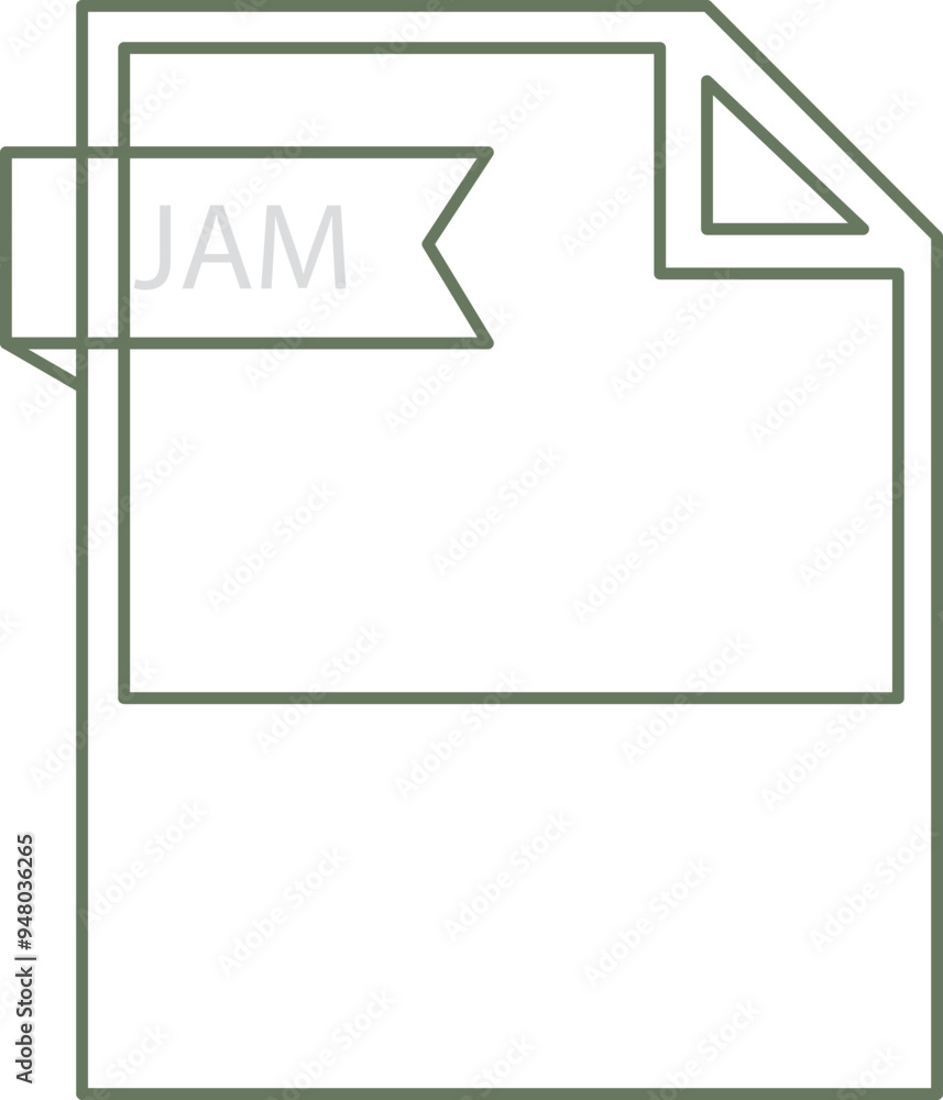 JAM File format icon black outline and light color text JAM File format icon black outline and light color text