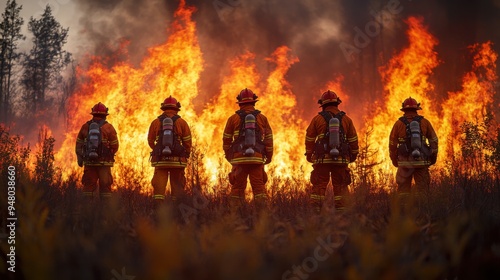 fireman fighting a great fire.