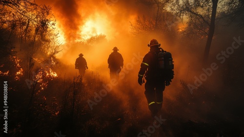 fireman fighting a great fire.
