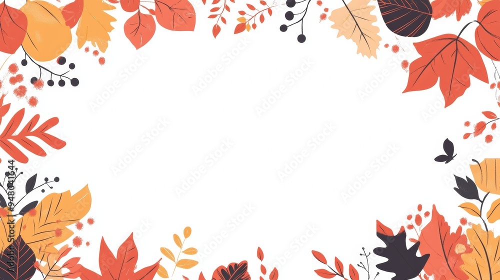 Autumn Frame Border with Copy Space on White Background Autumn Frame Border with Copy Space on White Background